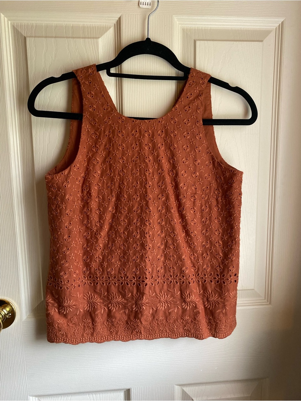 LOFT 100% Cotton Rust Eyelet Sleeveless Tank Top